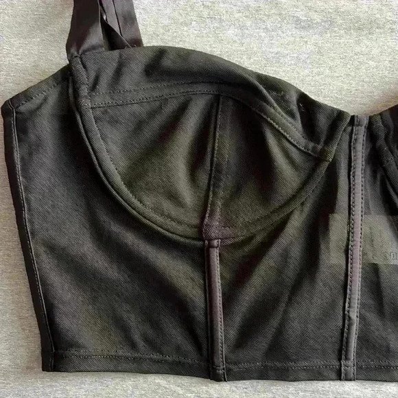 Oh Polly Black Mesh Sheer Corset Bra Crop Top in Size 8 - Picture 4 of 12